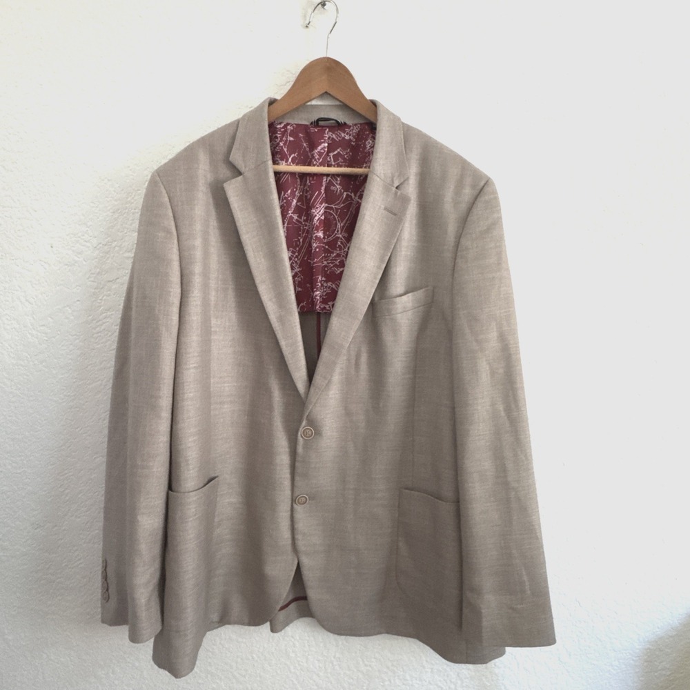 Nautica Brandford Modern Fit Sport Coat Blazer Tan Beige Mens 50L
